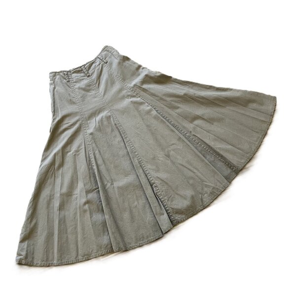 Mondi Khaki Maxi Skirt Button Front Pockets Vintage 80s Women's 27" Waist - Picture 3 of 6